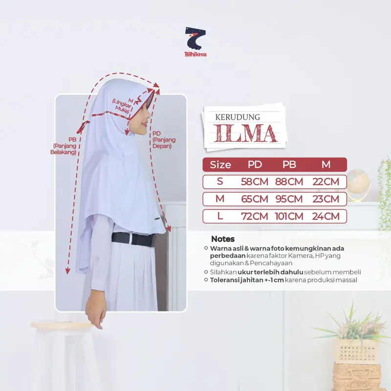 ILMA - Kerudung Sekolah Instan Siap Pakai Model Pita dengan Kerut di Dagu Warna Putih dan Coklat Pramuka Untuk SD SMP Muslim Jilbab 5