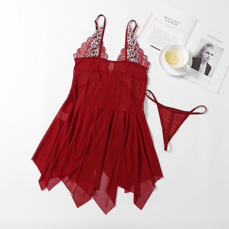 Product Introduction of Women Sexy Night Dress Erotic Lingerie Front Closure  Transparent Lace Underwear 2025 Floral Sleepwear Sex Woman Nightie 16