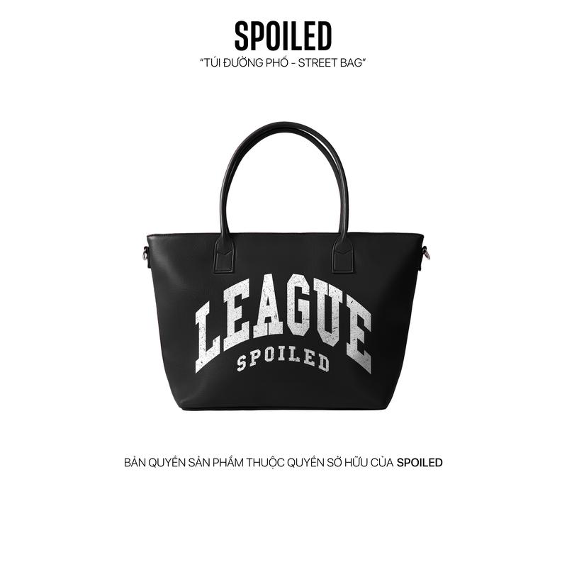 SPOILED Túi Tote cỡ lớn League Da PU cao cấp / Đen Nhám