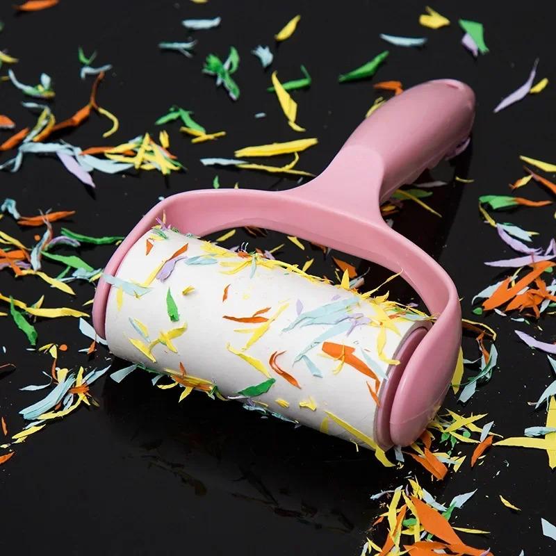 Product Introduction of Tearable Roll Paper Sticky Roller Dust Wiper Pet Hair Clothes Carpet Tousle Remover Portable Replaceable Cleaning Brush Tool 6