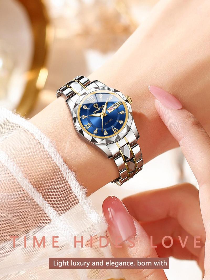 Product Introduction of Women's Elegant Fashion Round Dial Analog Quartz Watch, Fashion Watch for Party, Daily Clothing Decor, Trendy All-match & Exquisite Watch for Birthday Gift 3