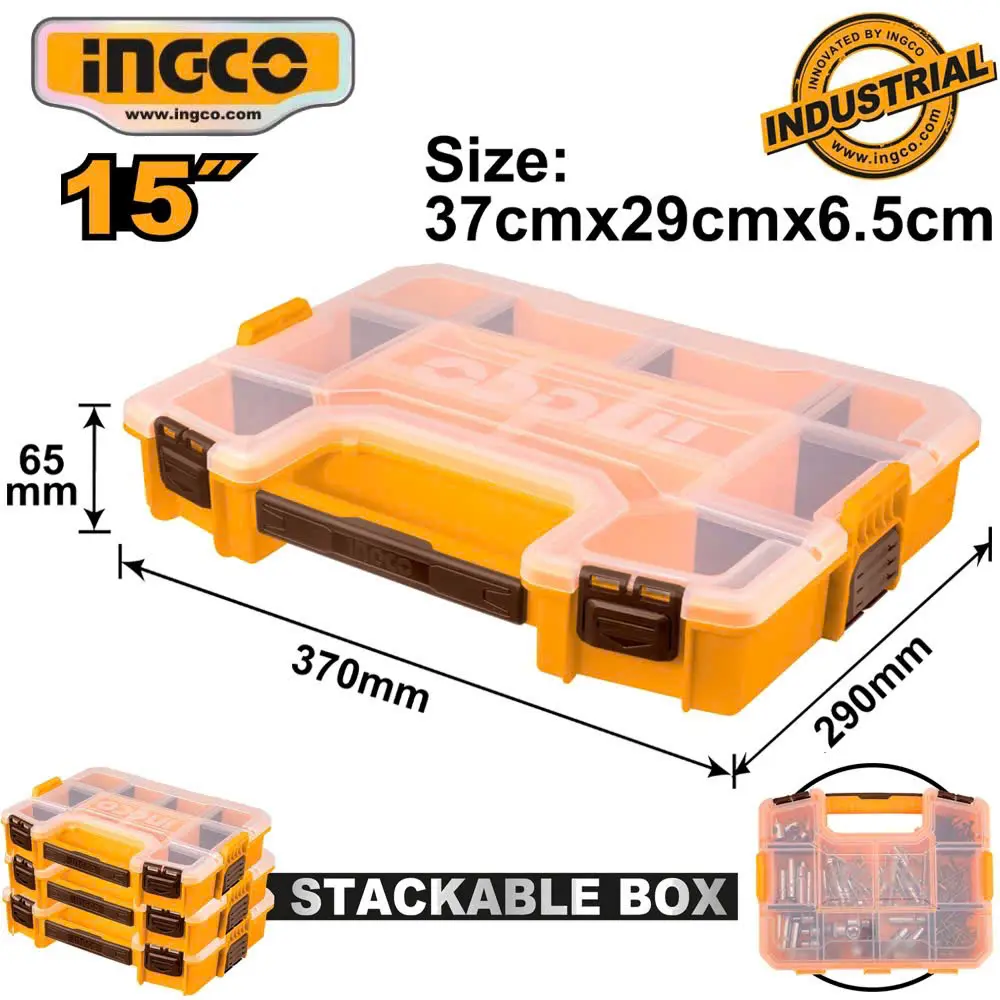 Hộp nhựa đựng linh kiện ốc vít  15''& 12'' Ingco PPBX1151 PPBX1121-  ,Chất liệu: NHỰA PP ,Có thể xếp chồng lên nhau