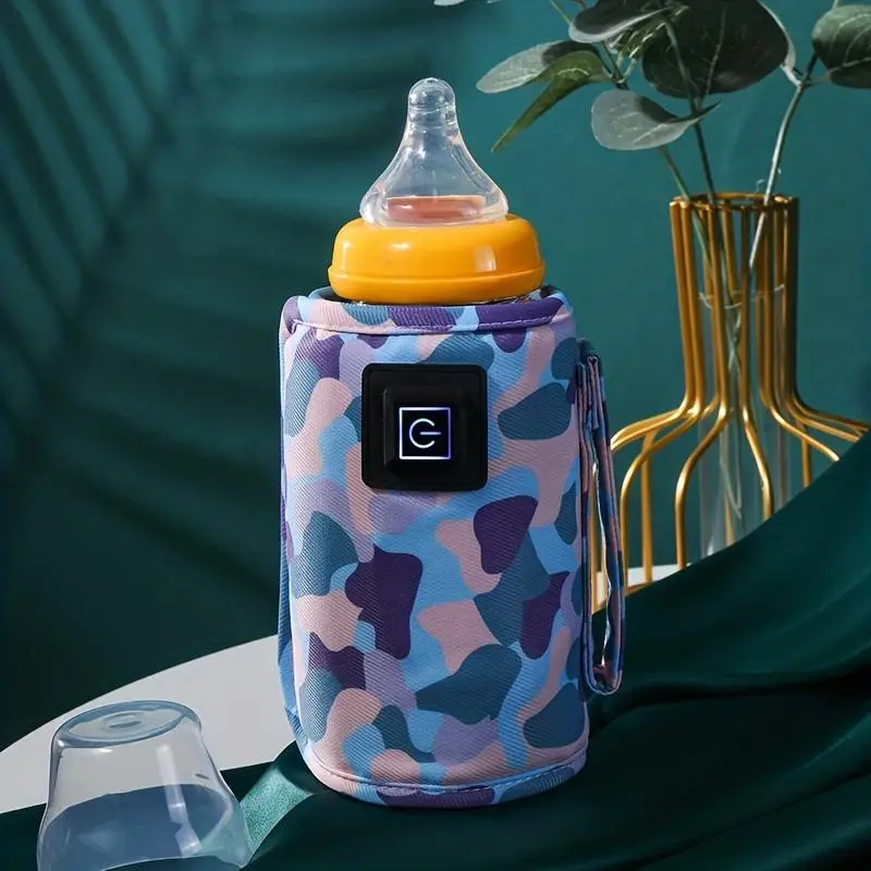 USB Rechargeable Baby Bottle Heater, Camouflage Pattern Travel & Camping Outdoor Stroller Heater, Stroller Warmer Bag with Adjustable Temperature Control
