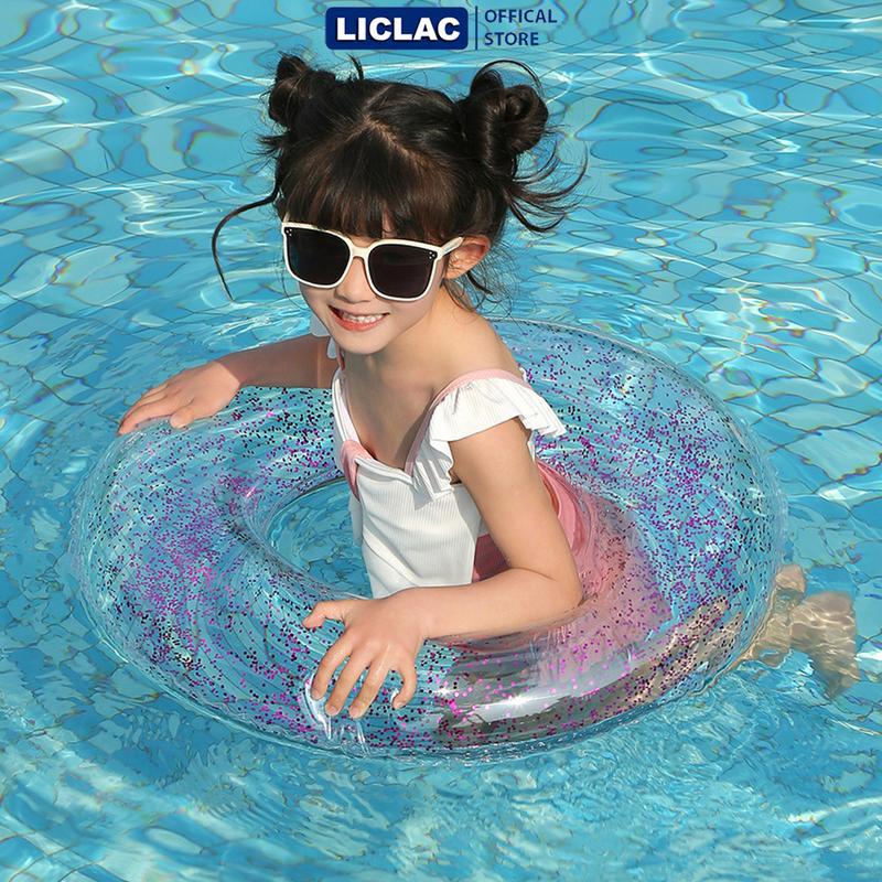 Phao Bơi Trong Suốt Kim Tuyến Lấp Lánh nhựa PVC dày bền đẹp ĐỦ SIZE cho trẻ em và người lớn PTR-TS 5