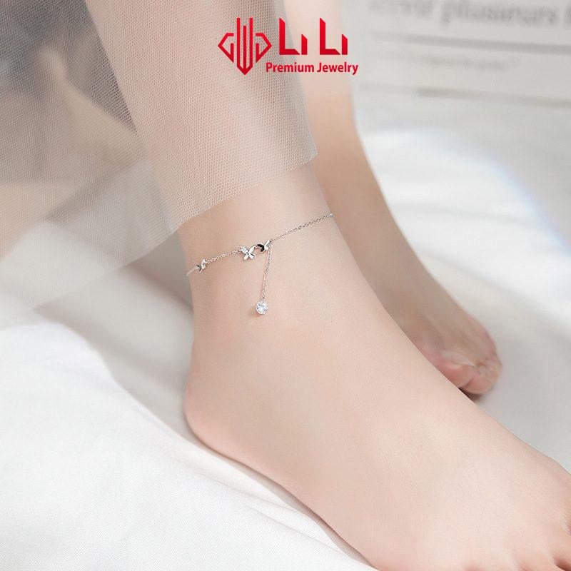  Lắc chân bạc nữ LiLi S925 đính đá CZ cao cấp hình những chú bướm xinh Heaven LILI_532616 