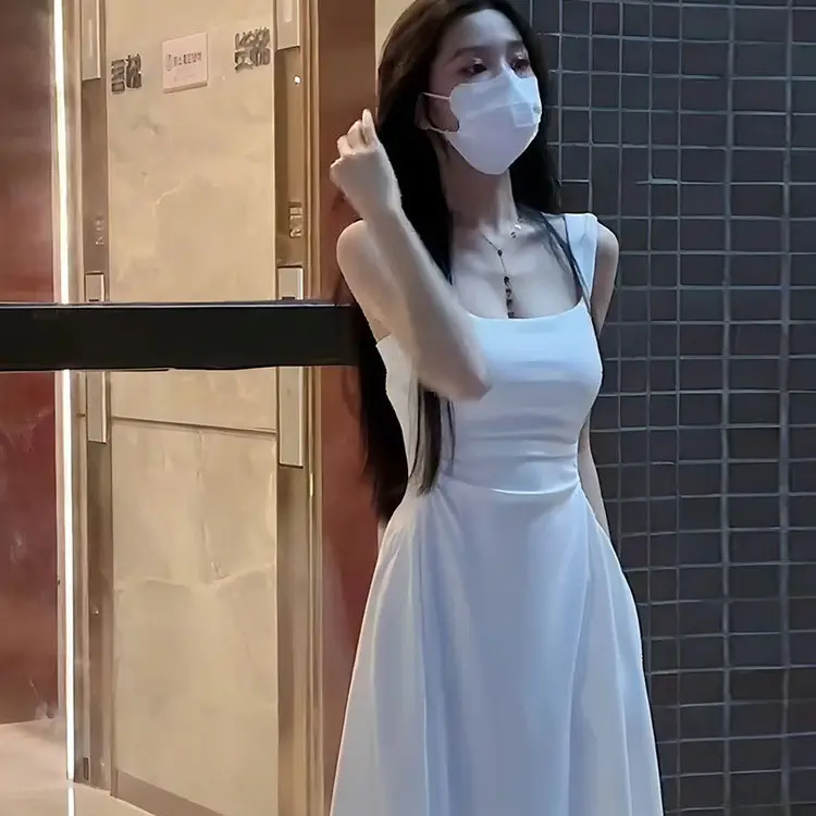 chân Váy Hai Dây Màu Trắng, Váy Chữ A Bó Eo Tình Yêu Đầu Tiên Nhỏ Tiệc Trà Kiểu Pháp Mới Mùa Hè Cho Nữ váy xinh váy sixdo trắng đầm body nữ tôn dáng đầm xinh nhẹ nhàng