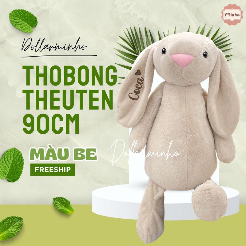 [Sz 90CM] Gấu Bông Thỏ Tai Dài Bunny Thêu Tên Theo Yêu Cầu - Không Rụng Lông Mềm Mịn, Quà Tặng Sinh Nhật Cho Bé