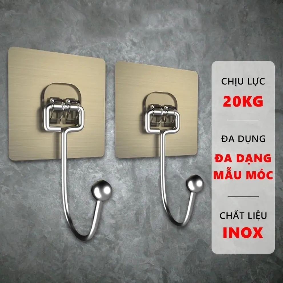 Combo 50 Móc Dán Tường Siêu Dính Móc Inox 304, Móc Dán Nhà Tẩm Siêu Chịu Lực (Móc Bạc) Kitchen