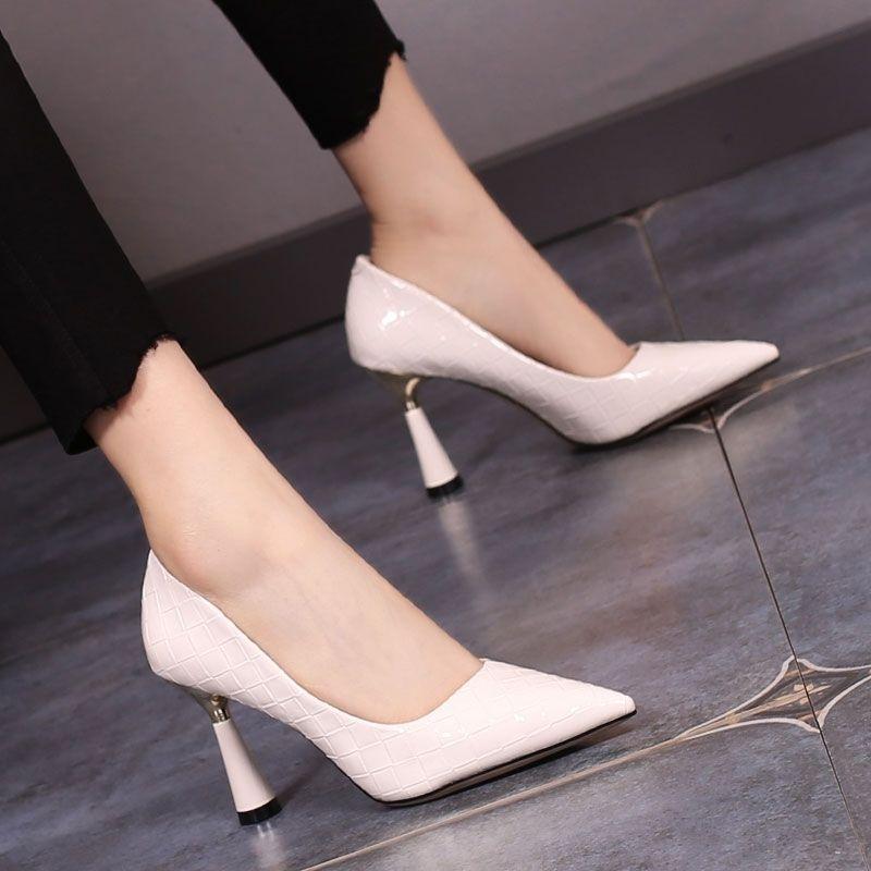 Product Introduction of Giày Cao Gót Mũi Nhọn Cho Nữ, Giày Gót Tròn Nhỏ, Màu Đỏ Rượu Vang, Chunky, Phong Cách Hàn Quốc Mới, Mùa Hè 18