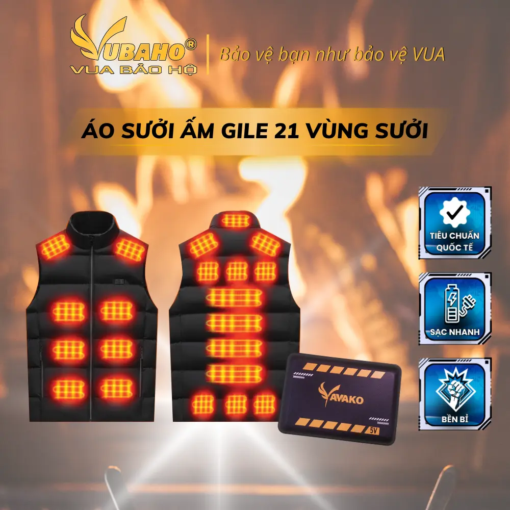 Áo khoác sưởi ấm Nhật Bản YAMAKO Ghile 21 vùng sưởi chủ động