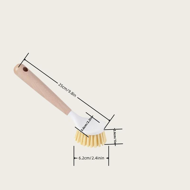 Product Introduction of Kitchen Cleaning Brush Set, 1 Set Including 3 Counts Long Handle Wooden Cleaning Brush & 10 Counts Round Sponge Ball, Durable Cleaning Tool for Kitchen Bathroom Living Room 1