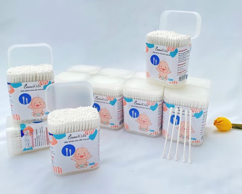 Combo 3 Hộp tăm bông trẻ em Vcoool, Emma Kids, Misuta kháng khuẩn cho bé vệ sinh tai, mũi... (Hộp 200 que) 8