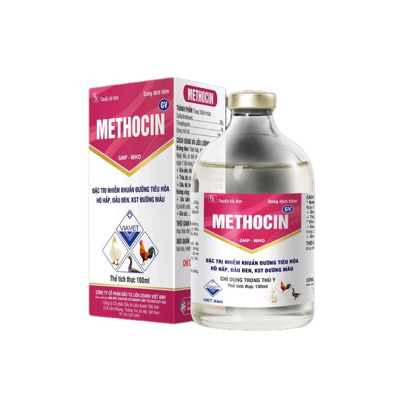 METHOCIN đặc trị KST máu , nhiễm khuẩn đường tiêu hóa , đầu đen , viêm ruộtt gia cầm 100ml 0