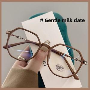 New TR90 Ultra-Light Geometric Glasses Frame for Women – Retro Hexagonal Design, Anti-Blue Light Clear Lens Eyewear JW30108