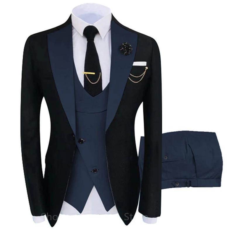 Product Introduction of New Suit Men's 3 Piece Fit Costume Homme Shawl Lapel Blazer Tuxedo Popular Party Wedding (Blazer+Vest+Pants) 10