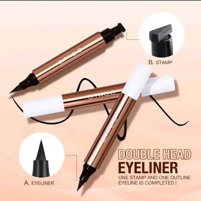 O.TWO.O miraculous cat eye stamp eyeliner pen 2 In 1 Liquid Eyeliner Stamp Waterproof Long-lasting Eye Liner black lasting