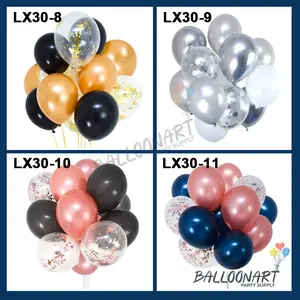 [30pcs] 3 Color Mix Balon Latex Metalik/Balon Ulang tahun Biru Merah