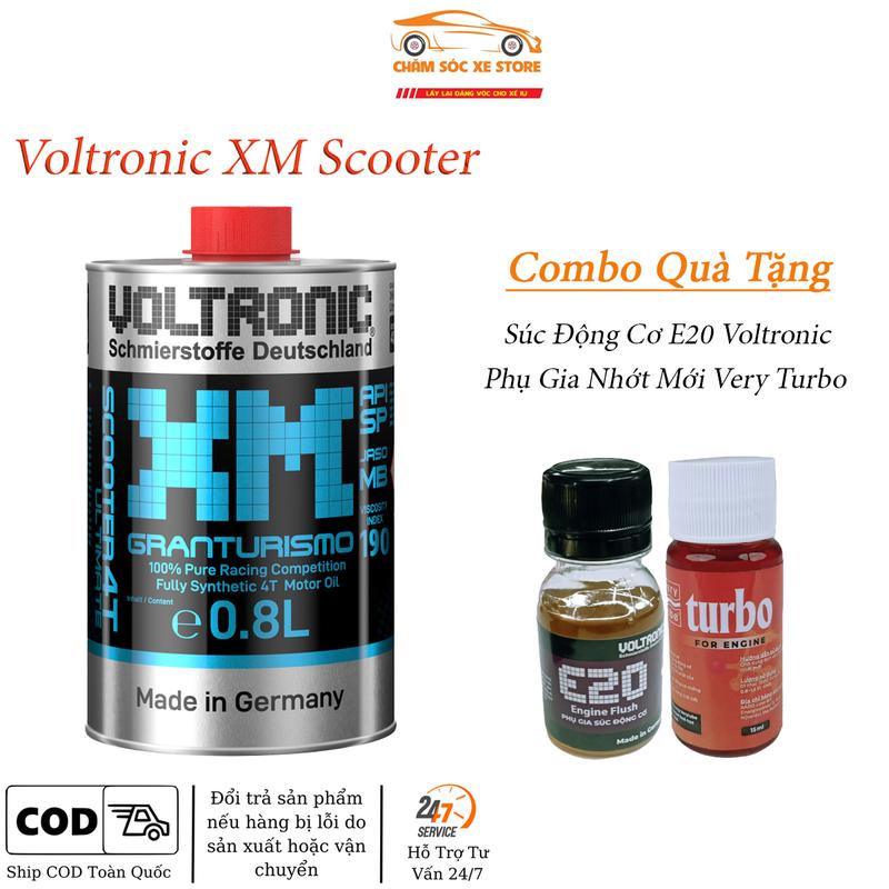 Dầu Nhớt Voltronic XM Scooter Dành Cho xe tay ga Kèm Quà Gồm 1 Súc Động Cơ E20 Voltronic và 1 Phụ Gia Nhớt Mới Xado Very Turbo