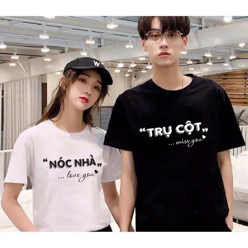 Áo thun, áo phông cặp nam nữ, áo đôi mặc với người yêu in hình TRỤ CỘT  - NÓC NHÀ miss you đáng yêu, ý nghĩa, cá tính (GIÁ 1 ÁO) chất cotton mềm mịn thoáng mát, phong cách năng động Women  - Men áo  cap đồ đôi 6