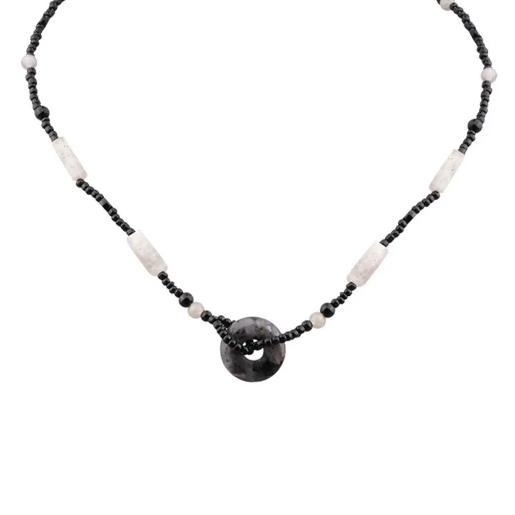 Coloured Glaze Jade Beads Pendant Necklace Resin Safety Buckle Clavicle Chain