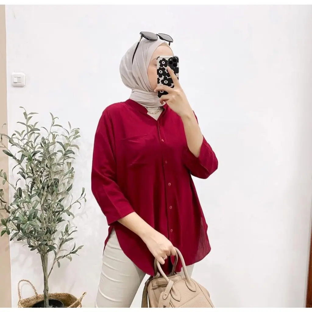 Kemeja shakila // Daily top blouse wanita kekinian crinkle pocket