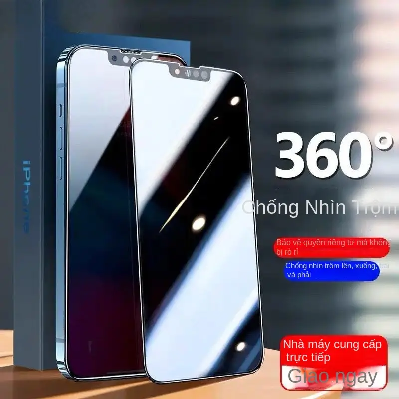 Phim Kính Cường Lực Chống Nhìn Trộm, 360 Độ, Chống Vân Tay, Chống Trầy Xước, Chống Cháy Nổ, Thích Hợp Cho iPhone 11 / 12 / 13 / 14 / 15 / 16pro Max, Phim Điện Thoại Di Động Phụ Kiện xidu  case ốp  bảo 0