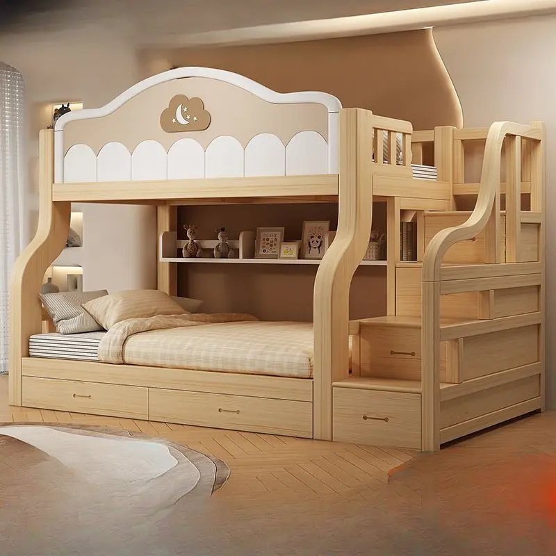SG High Quality Wood Structure Double Decker Bunk Bed For Kids Modern Bunk Bed For Kids Adults With Drawer Mattress Set Multifunctional bed