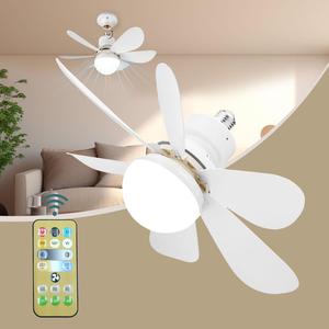 Ceiling Fan with LED Light for Bedroom, 3 Lighting Modes Ceiling Fan Lamp, Adjustable Fan with LED Light, Remote Control Cozy Lighting for Balcony, Kitchen, Living Room, Back to School Supplies, Kitchen Accessories