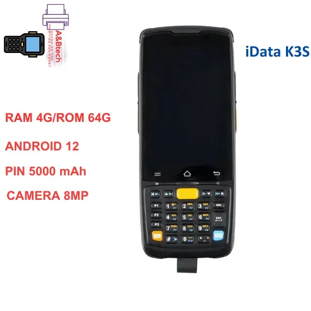 MÁY KIỂM KHO, MÁY PDA,  MÁY QUÉT MÃ VẠCH 1D/2D THƯƠNG HIỆU IDATA MODEl K3S