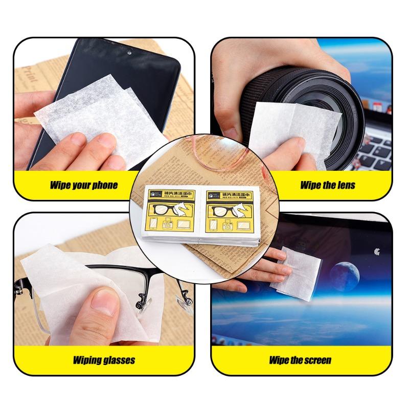 Product Introduction of 100Pcs Multifunctional Glasses Cleaning Cloth Glasses Cleaner Eyewear Cloth Separately Packaged Portable Len Cleaning Wipes 10