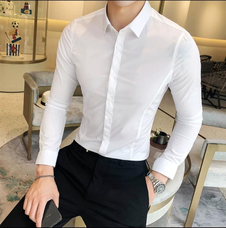 Áo somi nam chất liệu cotton dài tay trắng trơn đơn giản kiểu dáng mới SM04 đẹp Menswear Sơ Mi Có Cổ