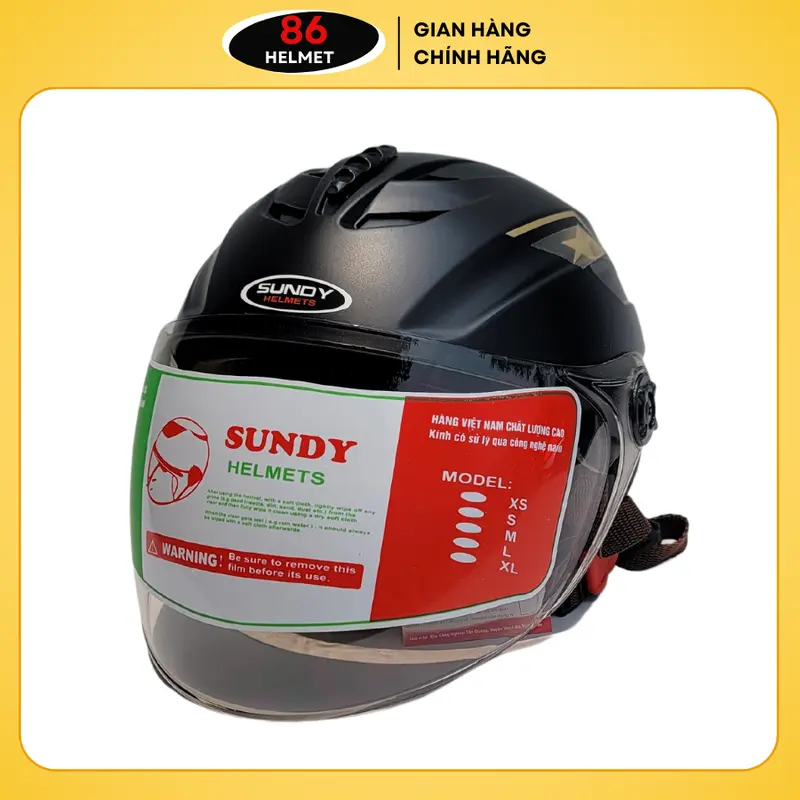Nón Bảo Hiểm Nửa Đầu Sundy SD-1005D Dáng Thể Thao Nâng Tầm Phong Cách Nam - Đen Họa Tiết Vàng Phụ Kiện Helmet 3