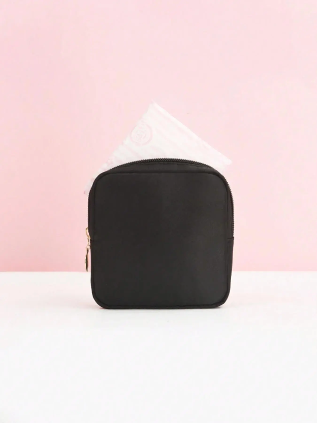 Solid Color Mini Period Pads Storage Bag, Casual Zipper Minimalist Storage Bag for Toiletry & Makeup & Period Pads, Toiletry Bag for Women & Girls