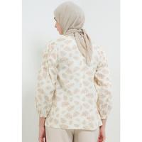 Gambar MFMW Namsheera Atasan Blouse Cream Motif Daun - L dari MFMW Shop Kota Bandung 2 Tokopedia