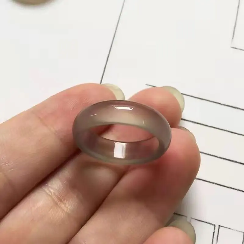 Nhẫn Mềm, Nhẫn Ngón Tay Ngọc Bích Chalcedony Mã Não Hồng Giống Băng Ánh Trăng Trắng Tự Nhiên, Nhẫn Đĩa Cặp Đôi, Phong Cách Đơn Giản, Thích Hợp Cho Các Cặp Đôi 6