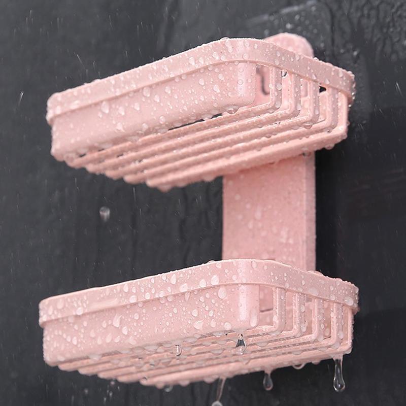 Product Introduction of Hộp Xà Phòng Không Đục Lỗ Thiết Kế Sáng Tạo, Treo Tường, Giá Để Đồ, Cốc Hút, Giá Để Xà Phòng Hai Lớp, Thoát Nước Trong Phòng Tắm 28