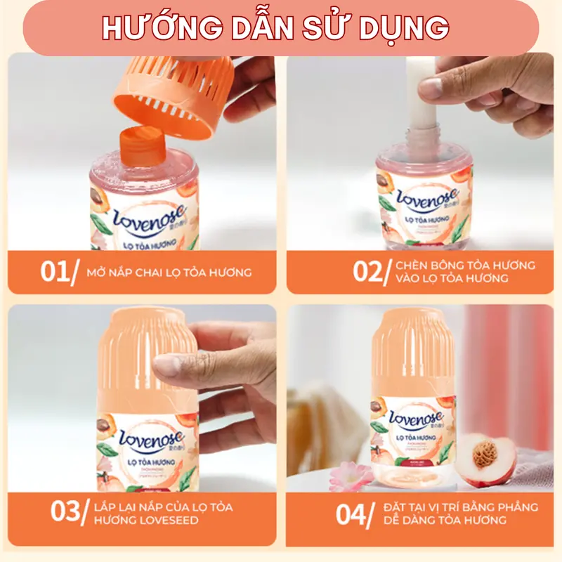 Combo 3 Lọ tỏa hương Lovenose hương thơm tự nhiên dễ chịu khử mùi sáp thơm phòng thế hệ mới siêu thơm 45 ngày, 180ml Dầu Thơm Phòng 6