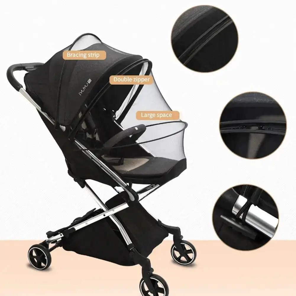 Zipper Type Fly Protection Accessories Children's Crib Summer Mesh Carriage Full Cover Mosquito Net Baby Stroller Trolley