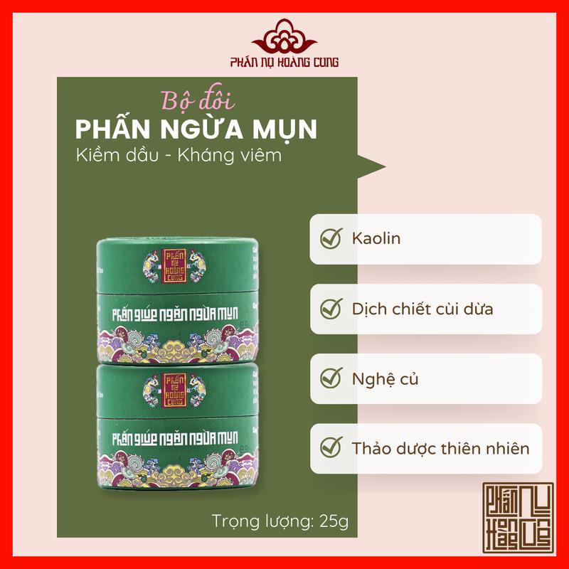Bộ Đôi 2 Phấn Ngừa Mụn Hộp Xanh Phấn Nụ Hoàng Cung (Không Chóp) Nữ Skincare Làm Đẹp Da, Ngừa Mụn