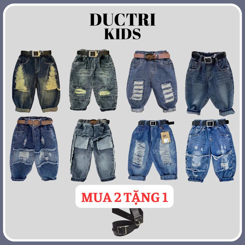 [12 MẪU] [2 QUẦN TẶNG 1 ĐAI] Tổng hợp mã quần jean dài cho bé trai chất jean mềm sz 8-25kg có thể giặt máy