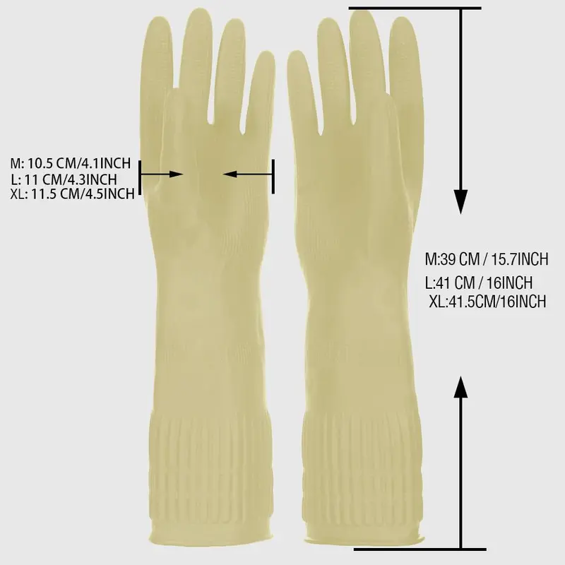 Latex Dishwashing Gloves, 2/4/10 Pairs Extended Non Slip Waterproof Cleaning Gloves, Household Cleaning Gadgets for Kitchen Garden 1