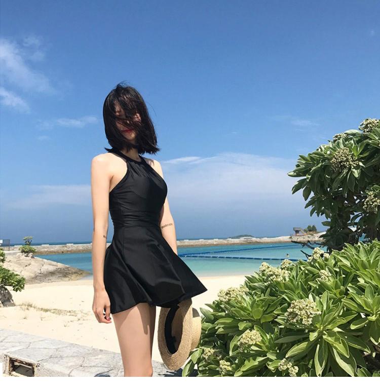 Product Introduction of 2023 Korea Style One Piece Women Swimsuit Conservative Monokini Hot Spring Swimwear Backless Skirt Holiday Beachwear 8