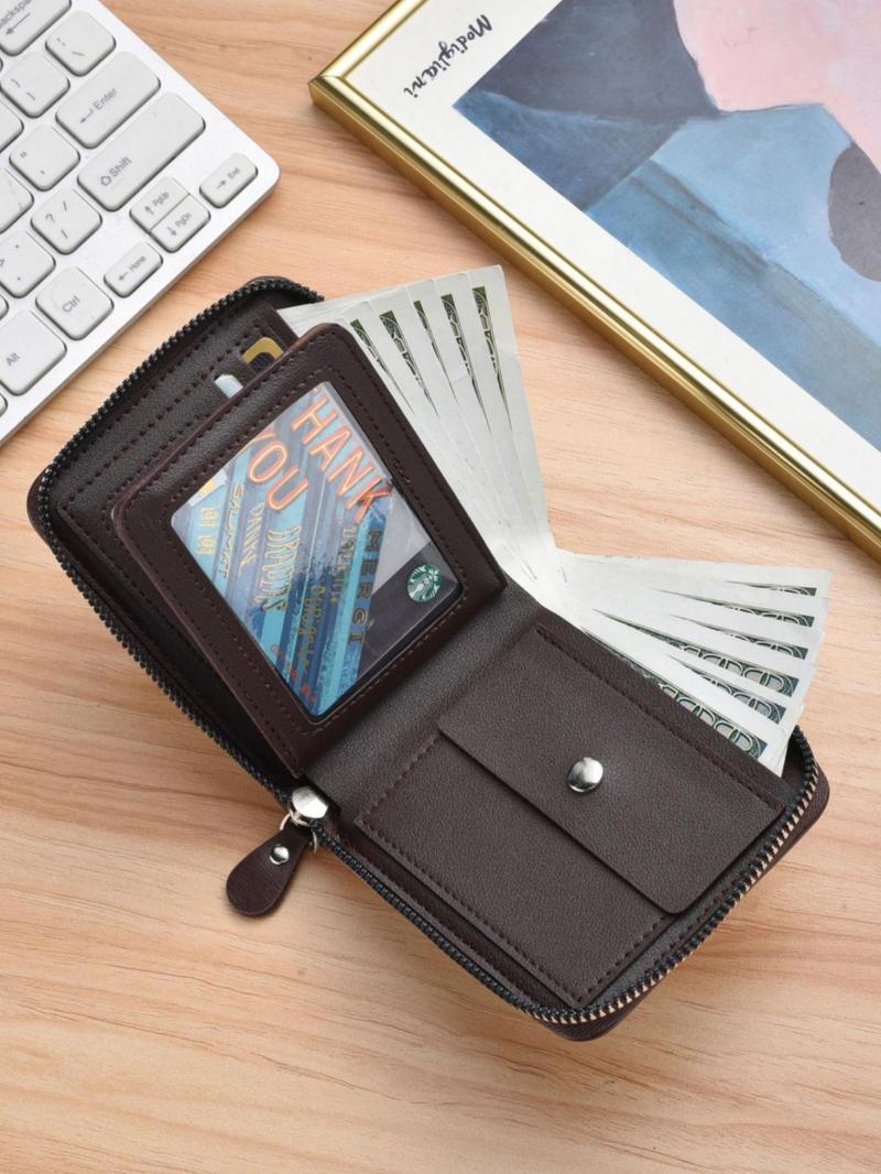 Product Introduction of Men's Vintage Zipper Short Wallet, Multi-functional Large Capacity Card Holder, Casual Trendy Versatile High-quality Daily Wallet for Men 4