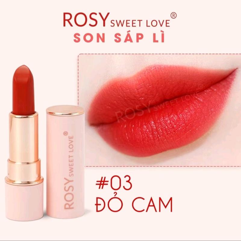 ĐỎ CAM Son sáp dưỡng môi, giúp mượt môi, lì nhẹ nhàng  Son dưỡng môi nữ, rosy cosmetic Mỹ Phẩm Trang Điểm Women son  đỏ son  đỏ  cam