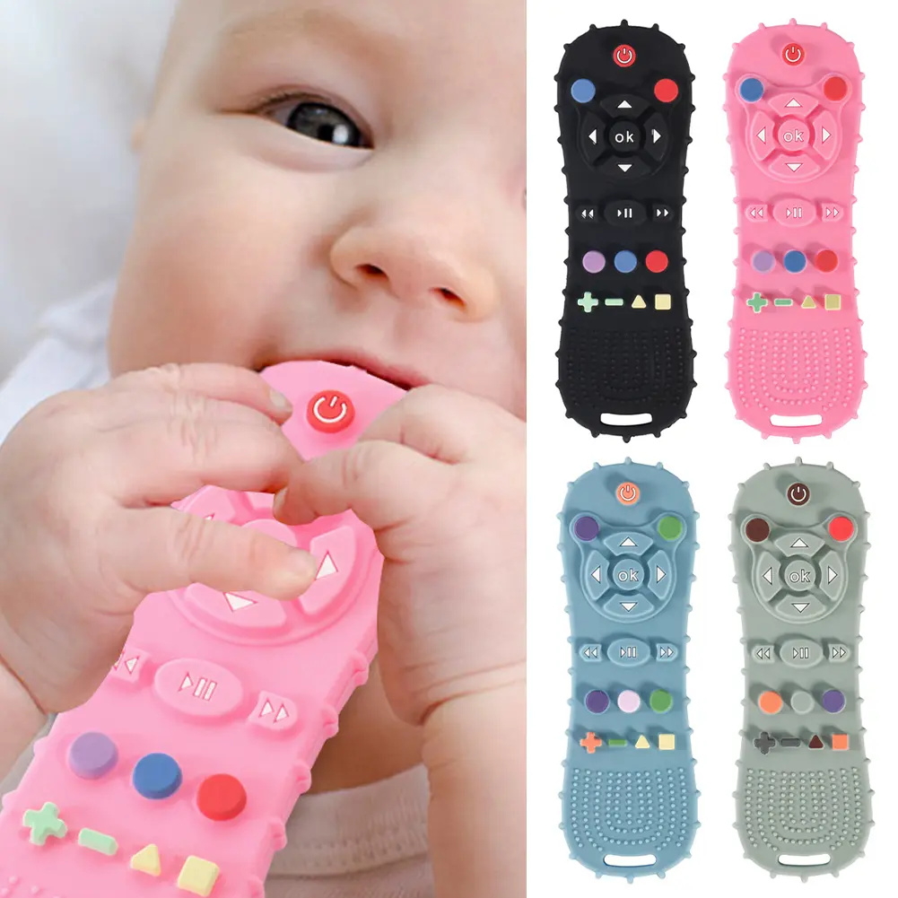 Baby Remote Control Teether Silicone Baby Anti-Eating Gloves Pacifier Bracelet Teething Stick Biting Toys #475056