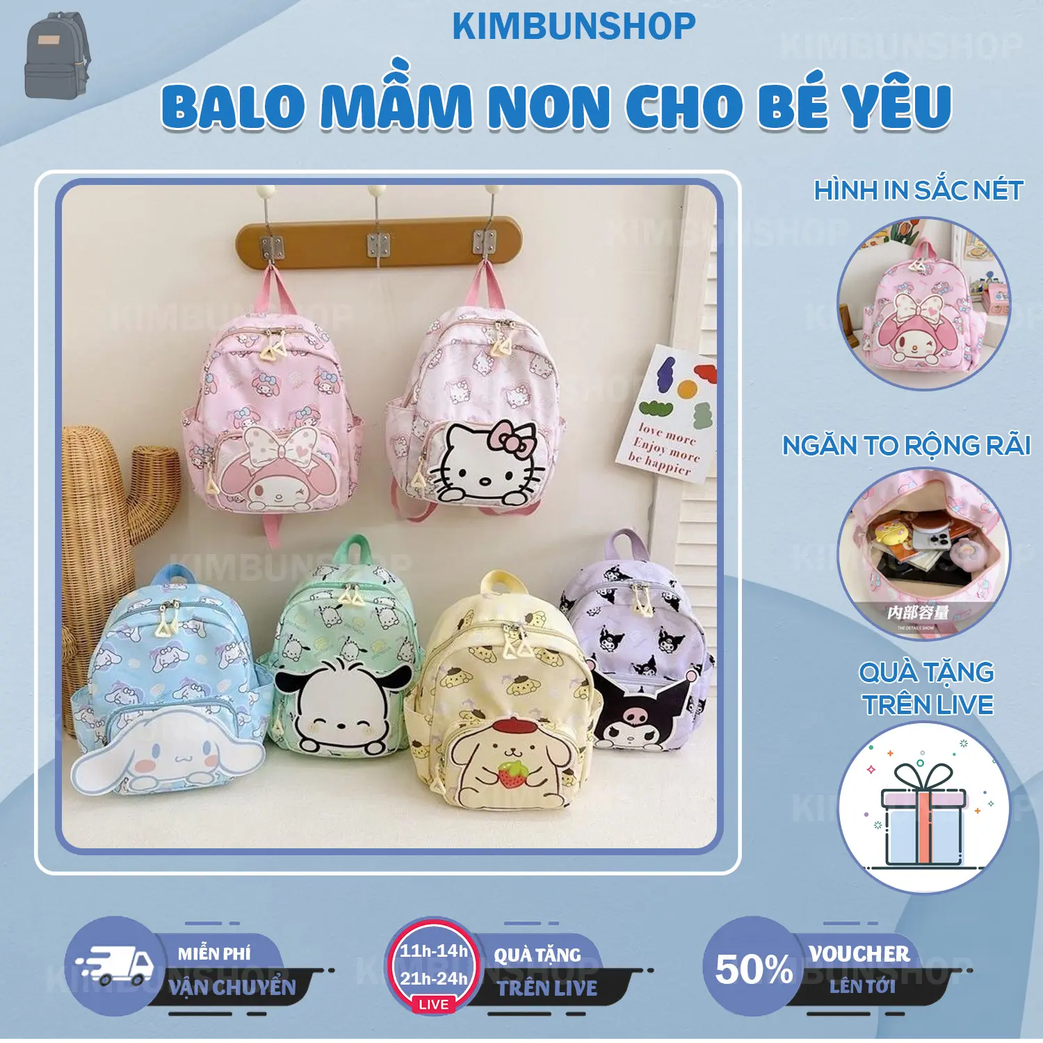 Balo Mầm Non Dễ Thương cho bé 1 tuổi- 5 tuổi -kimbunshop122