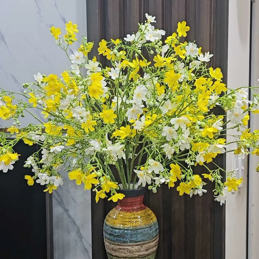 Combo Hoa Nhất Chi Mai Nhân Tạo, Cành Cao 60cm, 9 Chùm Hoa , Trang Trí Decor Đẹp Decor Phòng Trang Trí Nhà