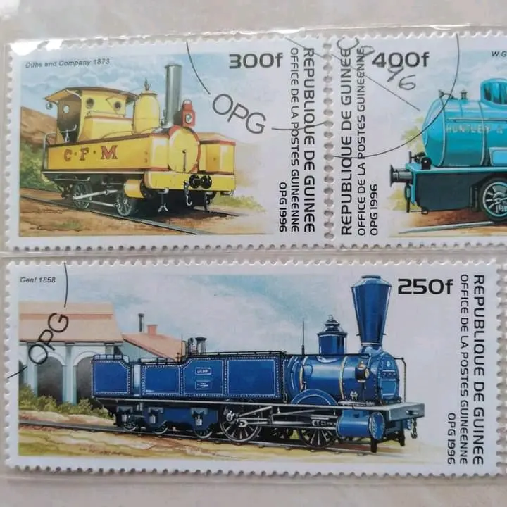 Set 5 Pcs Perangko Guinea Guinee 1996 Seri Train Kereta Api - YN154 2