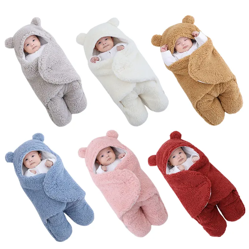 1PC Baby Swaddle Blanket Boys Girls Cute Bear Plush Essential Receiving Blanket Ultra-Soft Newborn Registry Sleeping Wraps for Infant