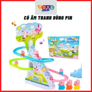 Đồ chơi cho bé 1 tuổi, vịt trượt cầu thang dùng pin aa cho bé.